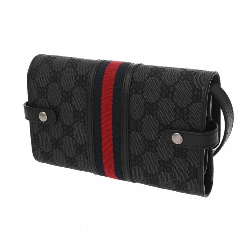 Balenciaga Wallet GUCCI Canvas Leather Sherry  Shoulder Black Bag Line